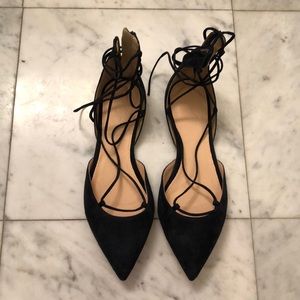 NWT J Crew Navy Suede Lace Up Flats